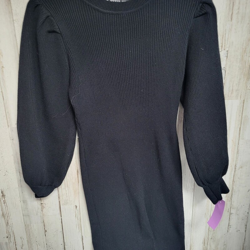 L Black Ribbed Knit Dress