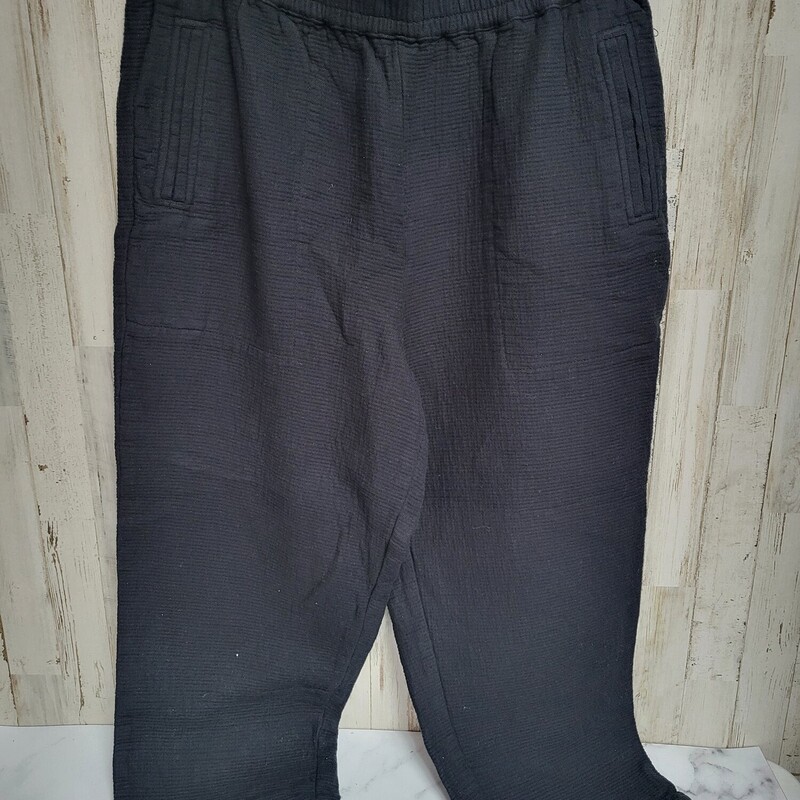 L Black Texture Pants