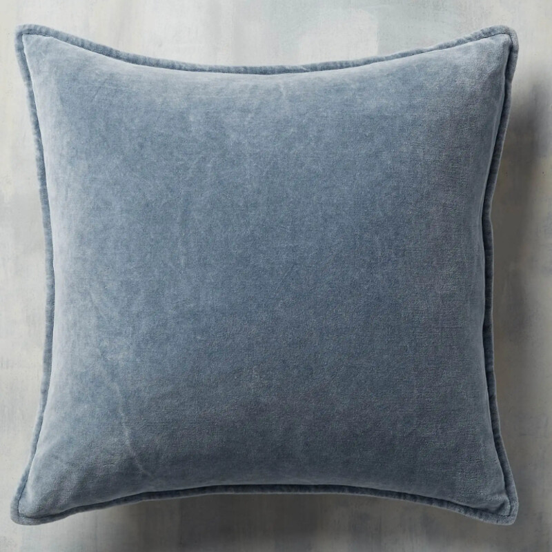 Arhaus Velvet Square Down Pillow
Blue Tan
Size: 22x22H