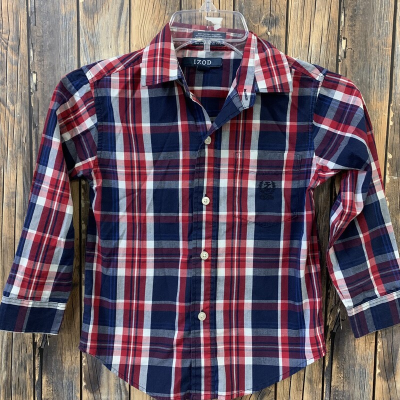 Blue Red Plaid Button Up, Size: 5/6