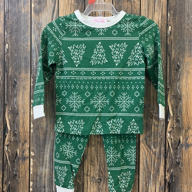 New Green Christmas PJ, Size: 6/9m