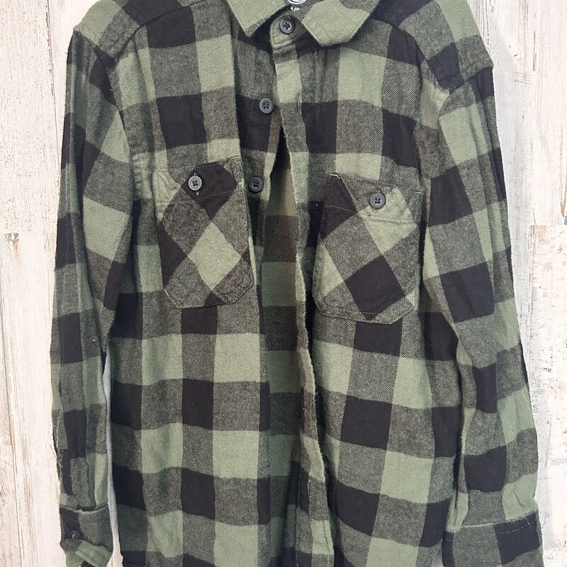 8 Green Plaid Flannel, Green, Size: Boy 5-8