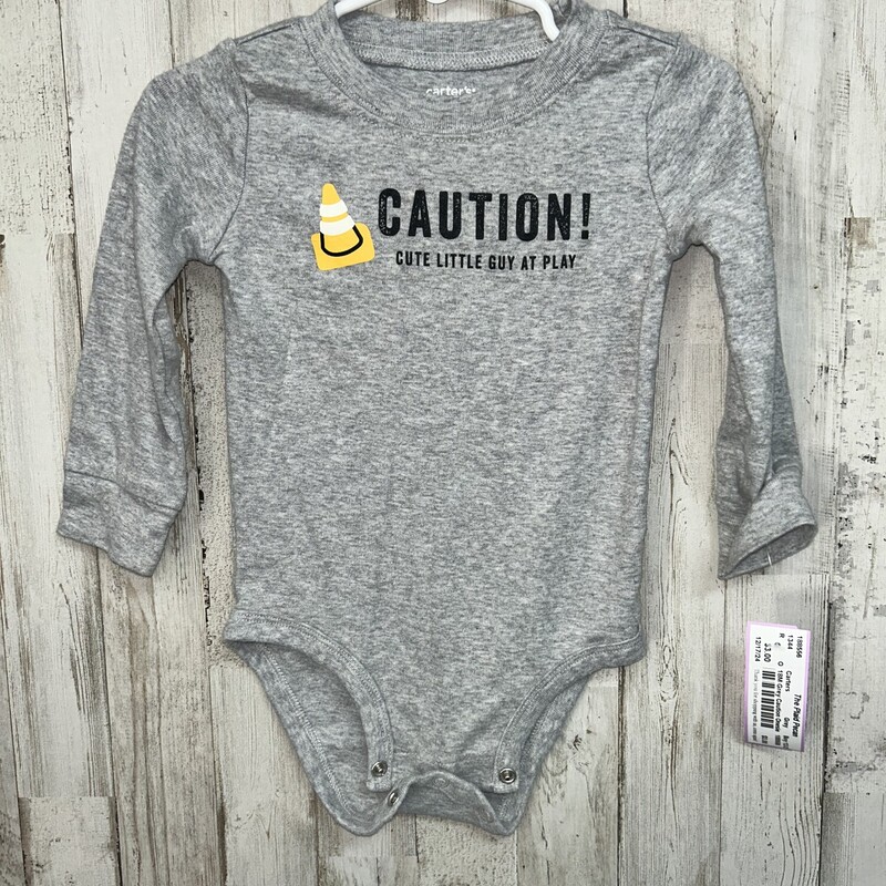 18M Grey Caution Onesie