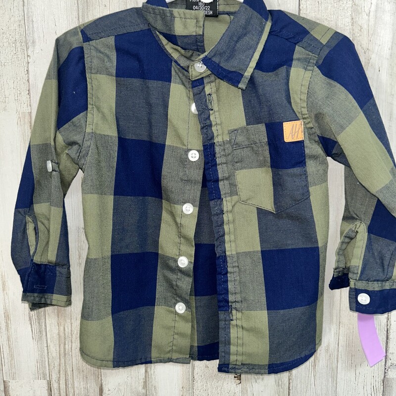 2T Green/Blue Button Up