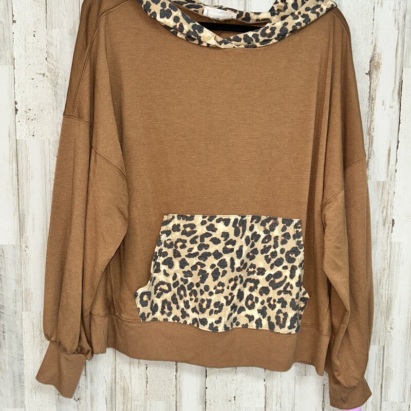 XL Tan Cheetah Hooded Top