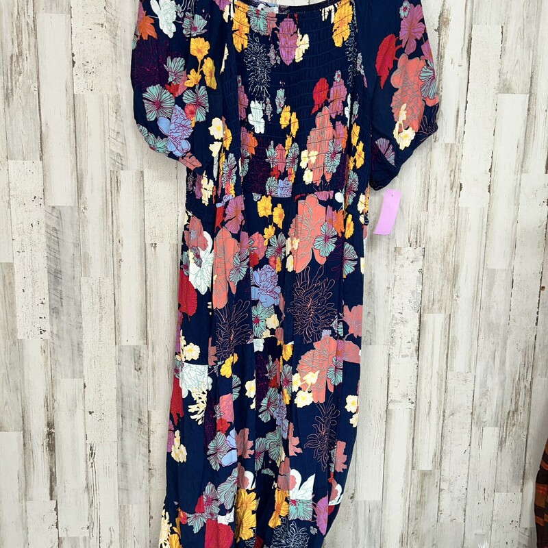 3X Navy Floral Print Maxi