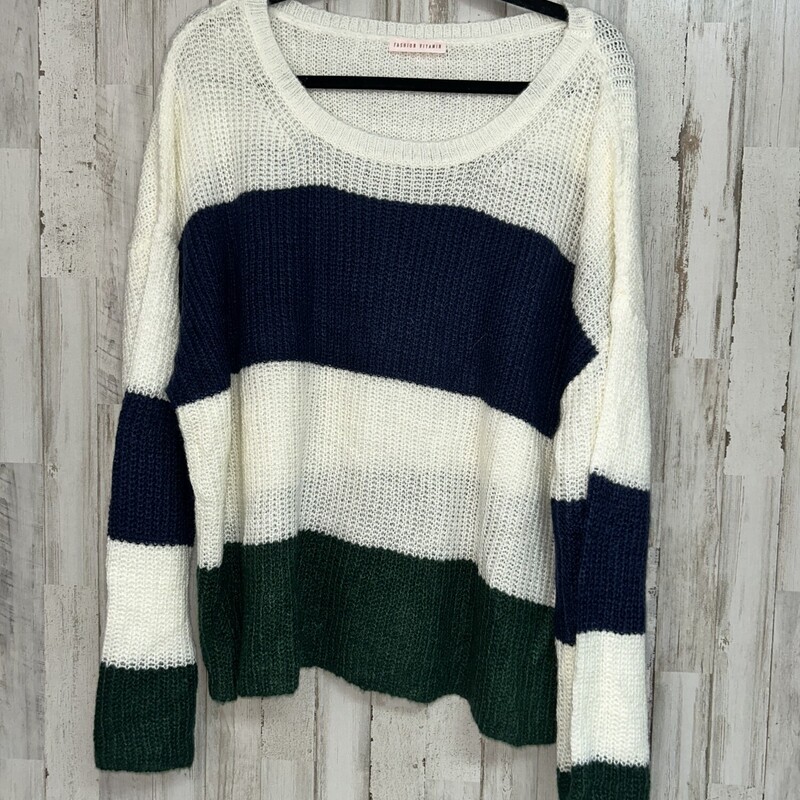 2X Navy Stripe Knit Sweat