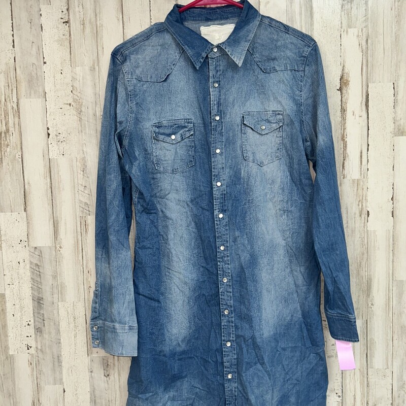 M Denim Pearl Snap Dress