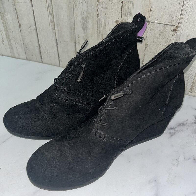 A10 Black Suede Wedges