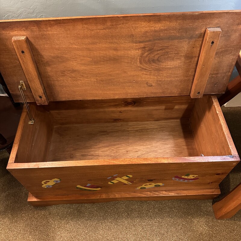 VTG Pine Wood Storage,
 Size: 30x16x14
This was used as a toy box but could be for
any storage. Nice black hinges on the top with
a soft close for safety.
Excellent condition