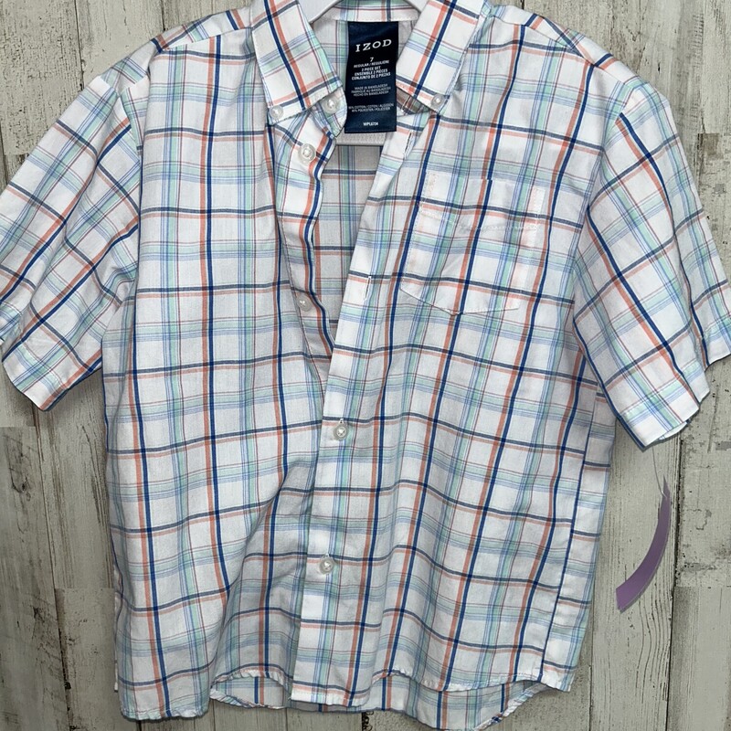 7 Orange/Blue Plaid Butto