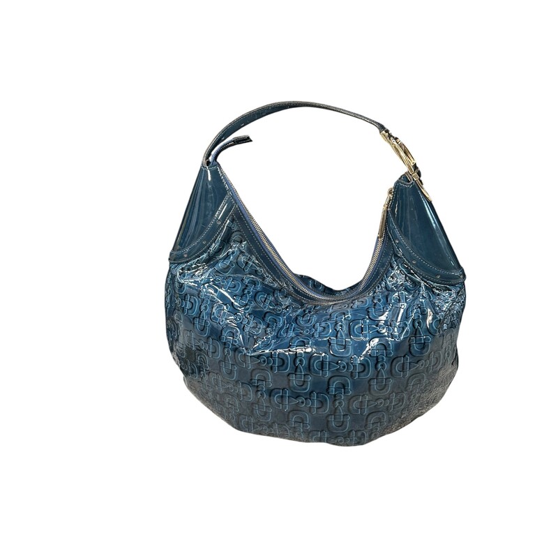 Gucci Enamel Horsebit Hobo Blue<br />
<br />
Style Code: 145764 002058<br />
<br />
Dimensions:<br />
11 inches  x 14.9 Inches<br />
<br />
In very good condition. Light wear throughout the bag.<br />
<br />
Comes with original dust bag. No box.