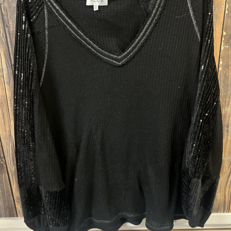 Black Bling Sleeve Shirt, Size: Med