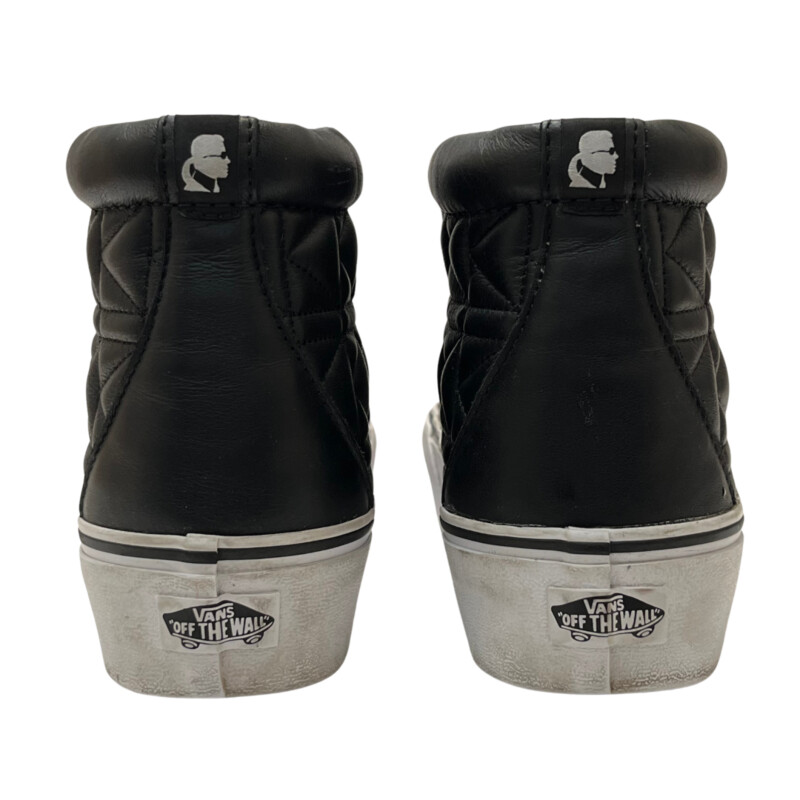 Vans Quilted Karl Lagerfeld High Tops<br />
Comfort Stretch Band for Easy Slip On and Off<br />
Color: Black<br />
Size: 7