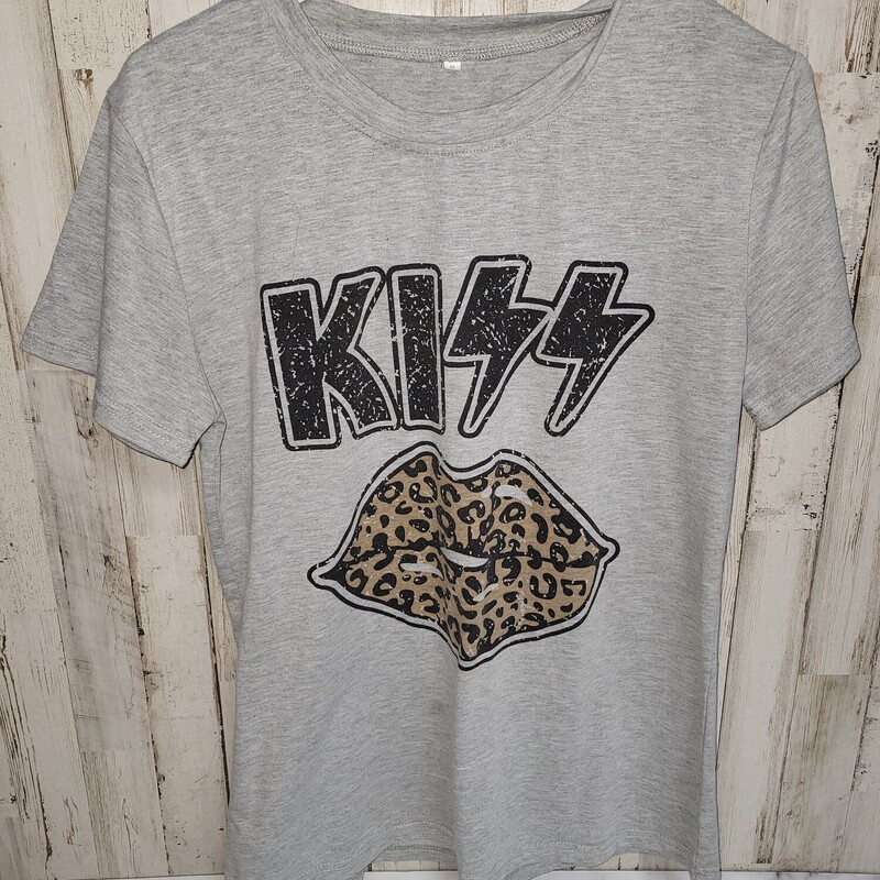 S Grey Kizz Lips Tee, Grey, Size: Ladies S