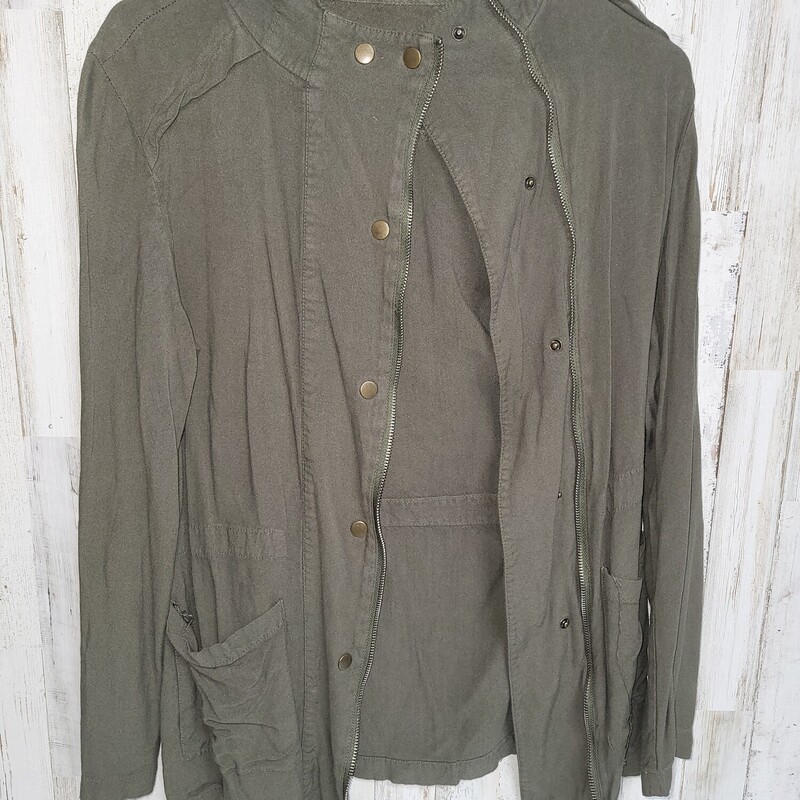 S Olive Button Jacket