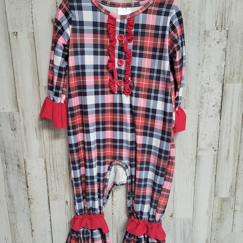 12/18M Red Plaid Ruffle R, Red, Size: Girl 6-12m