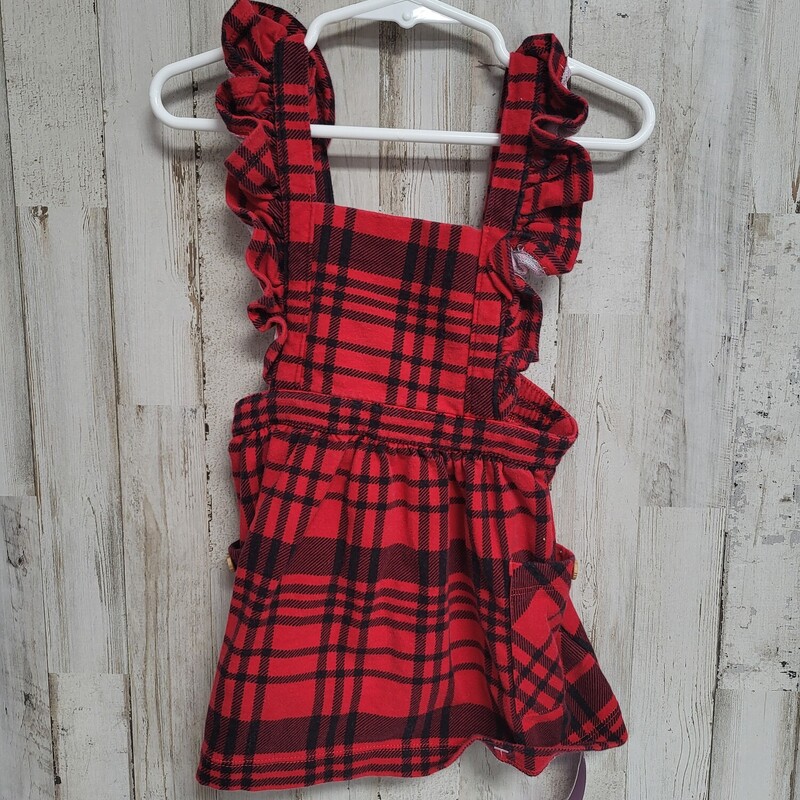 24M Red Plaid Ruffle Dres, Red, Size: Girl 18-24