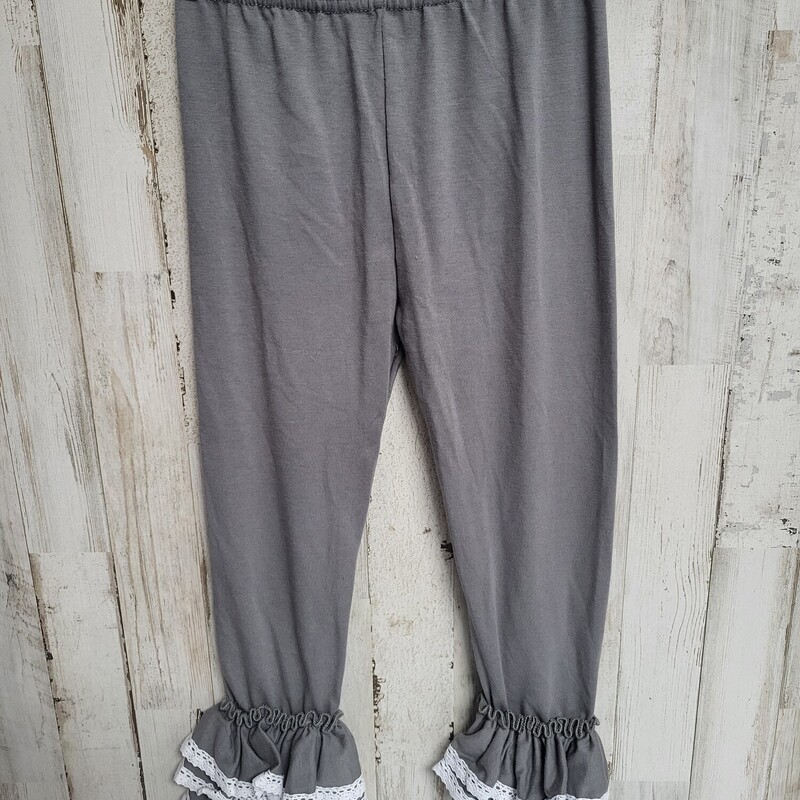 4T Grey Ruffle Lace Pants, Grey, Size: Girl 4T