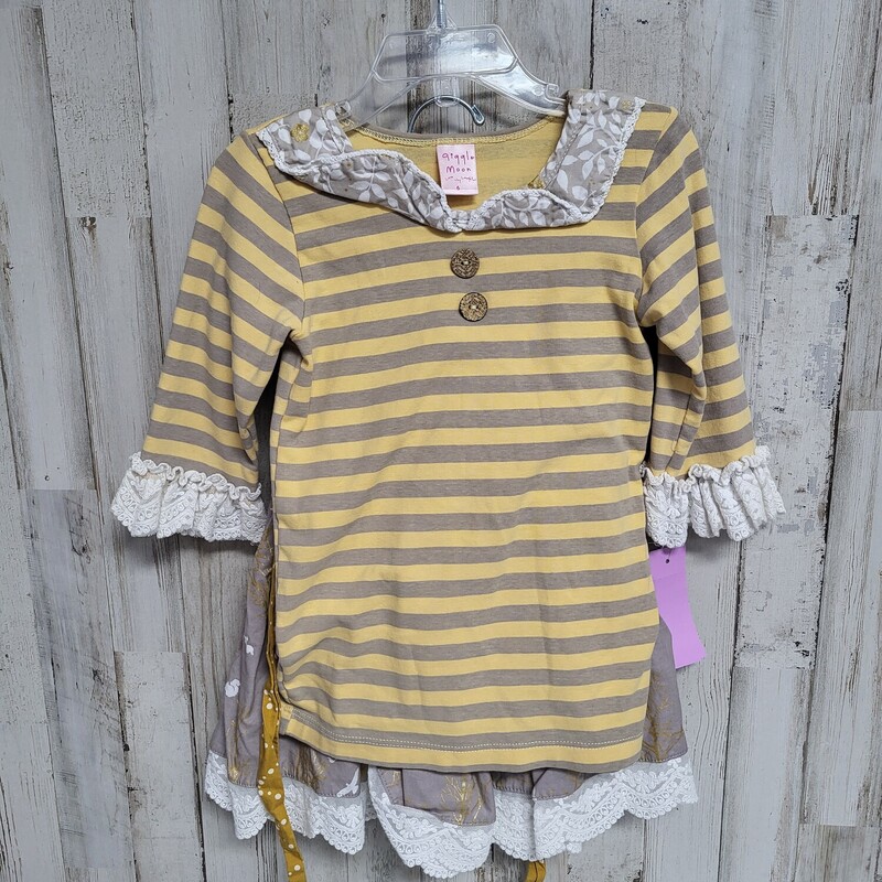 6 2pc Yellow/Grey Stripe