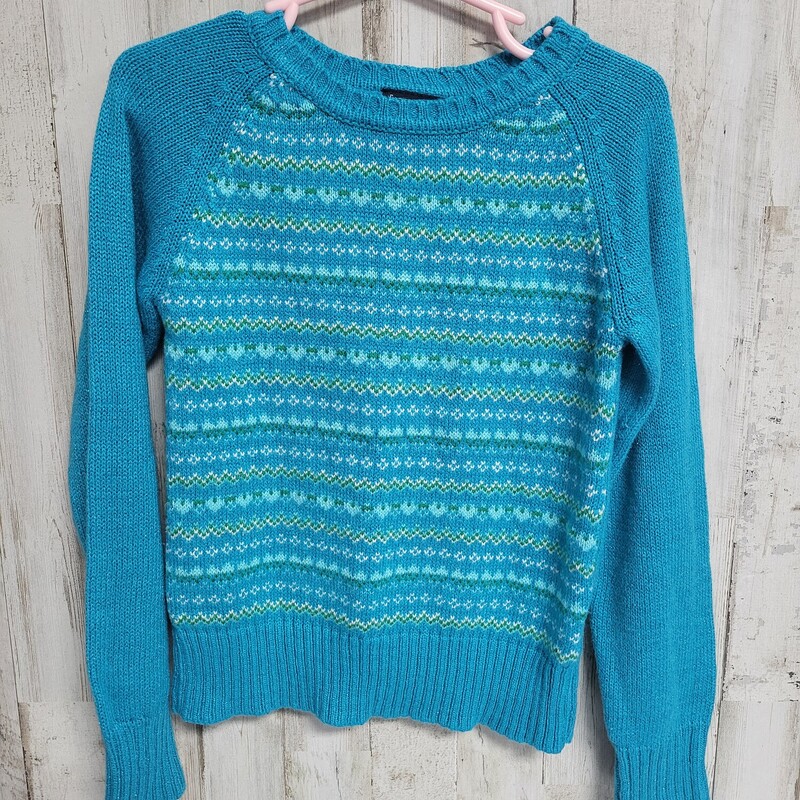 4/5 Blue Printed Sweater, Blue, Size: Girl 4T