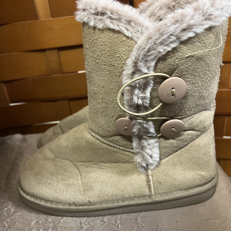 Tan-Button Side Boots