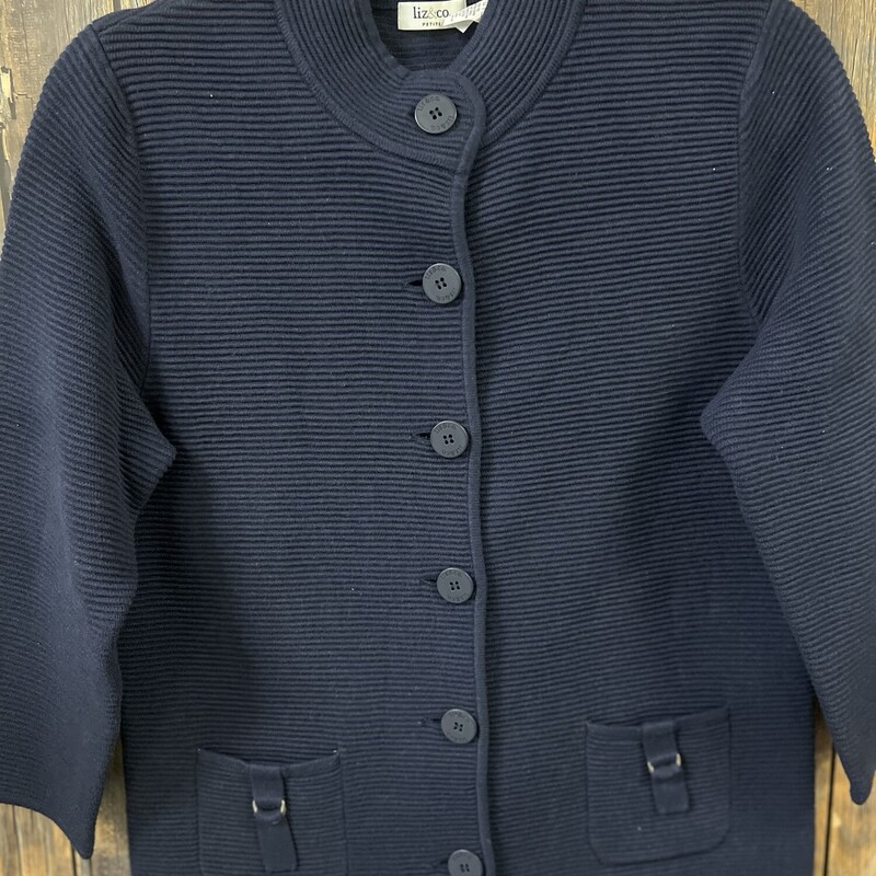 Navy Button Sweater, Size: Large