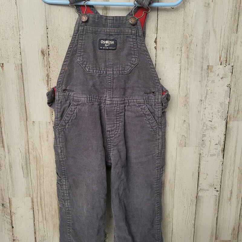 12M Grey Corduroy Overall, Grey, Size: Boy 12-24m