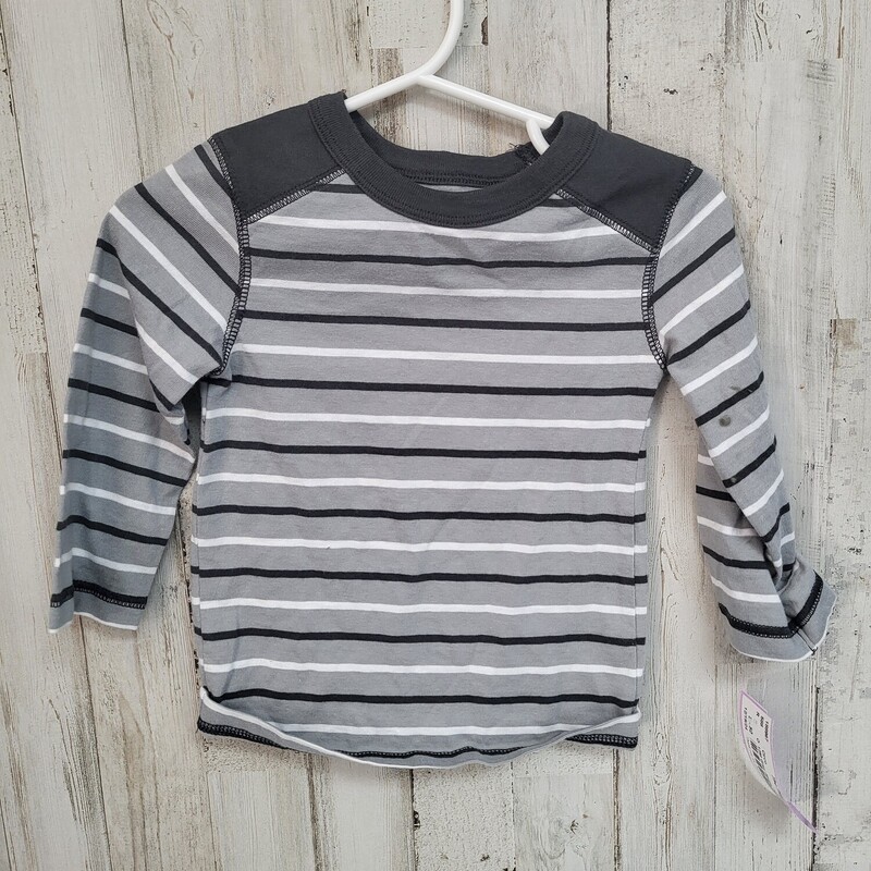 12M Grey Stripe Top, Grey, Size: Boy 12-24m