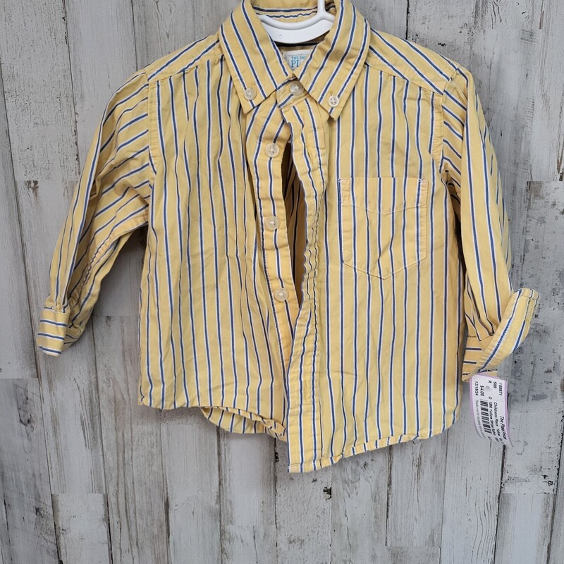 18M Yellow Stripe Button, Yellow, Size: Boy 12-24m