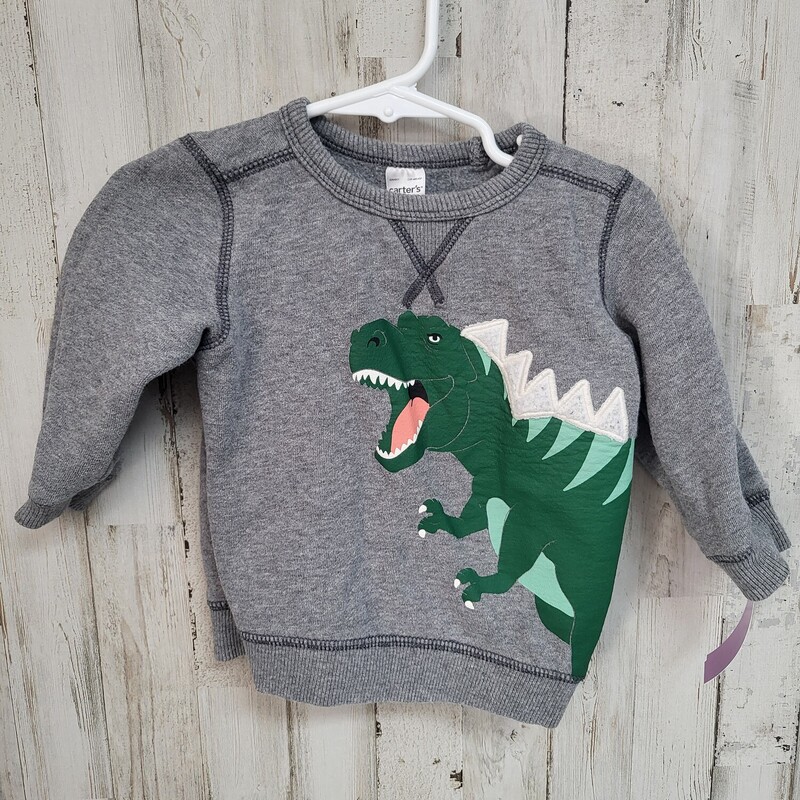 18M Grey Dino Sweatshirt, Grey, Size: Boy 12-24m