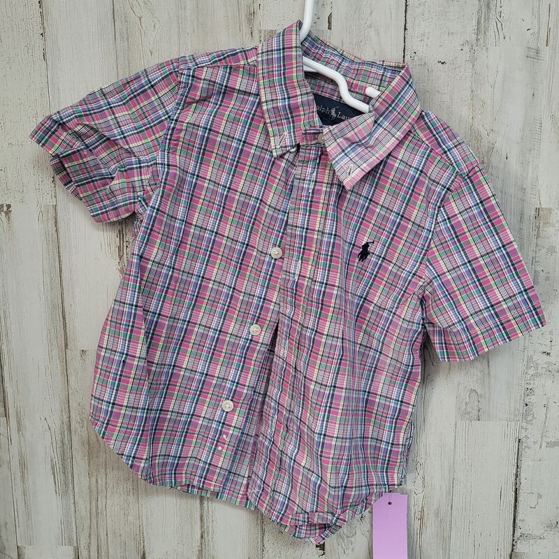 24M Pink Plaid Button Up, Pink, Size: Boy 12-24m