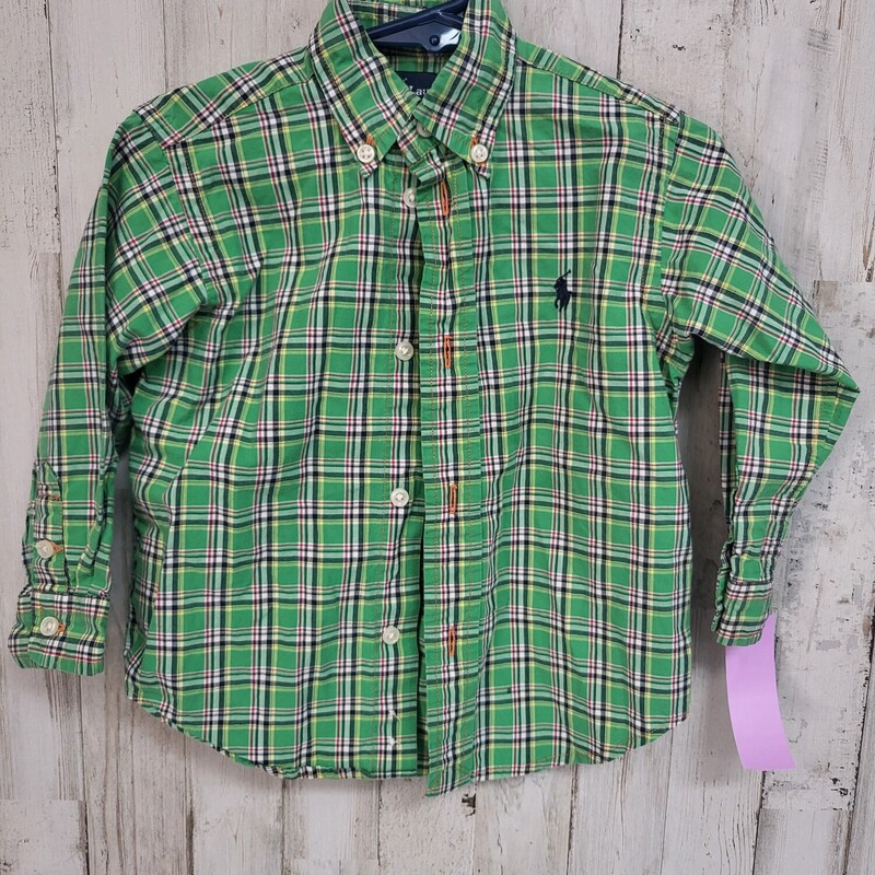 24M Green Plaid Button Up, Green, Size: Boy 12-24m