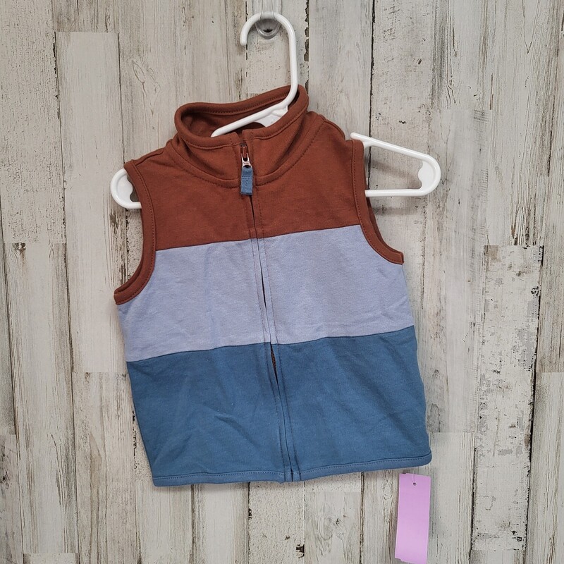 18M Blue Stripe Zip Vest, Blue, Size: Boy 12-24m