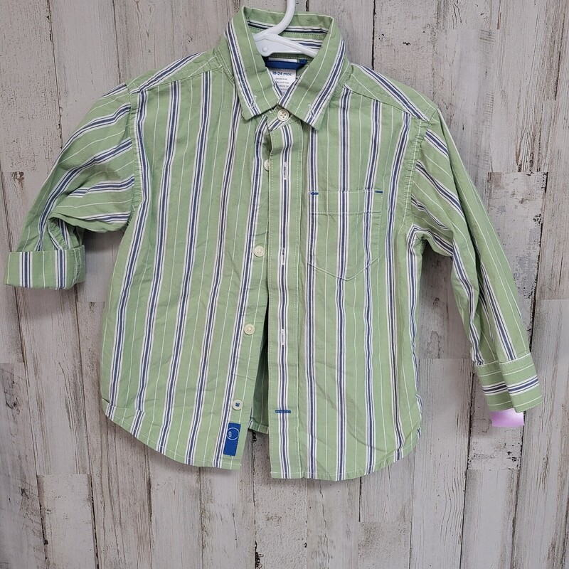 18/24M Green Stripe Butto, Green, Size: Boy 12-24m