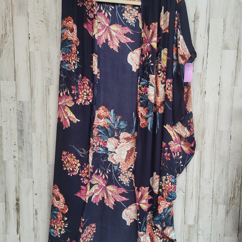 1/2X Navy Floral Kimono