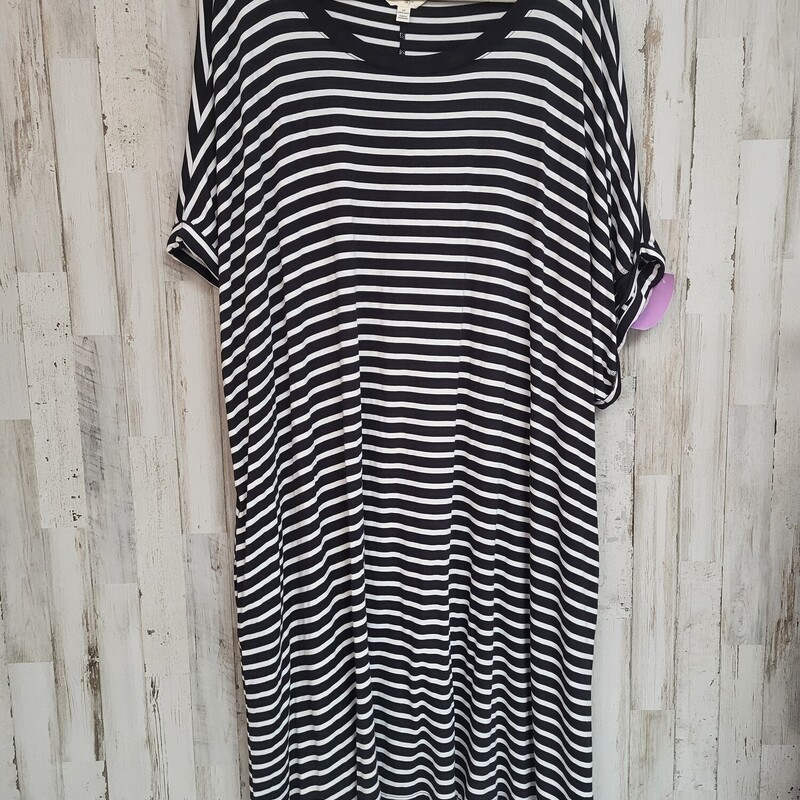 4X Black Striped Dress