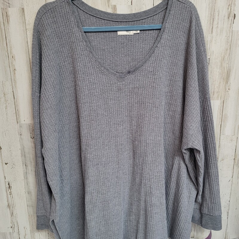 3X Grey Waffle Knit Top