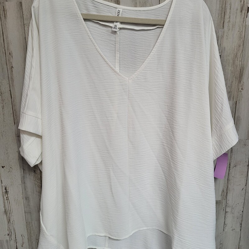 3X White Textured Top, White, Size: Ladies 3X