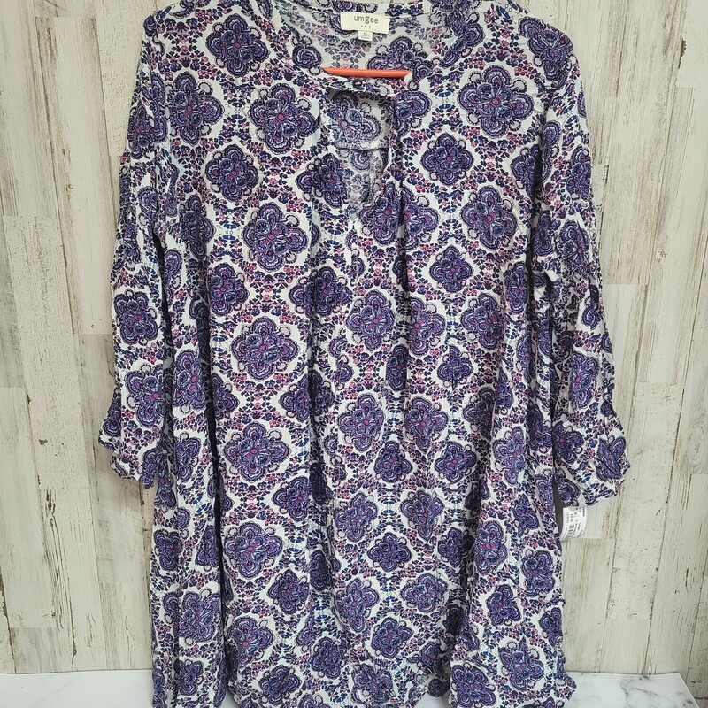 M Purple Printed Keyhole, Purple, Size: Ladies M