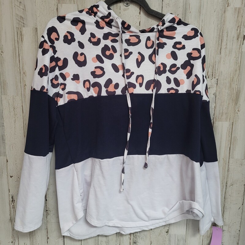 M Navy Leopard Hooded Pul