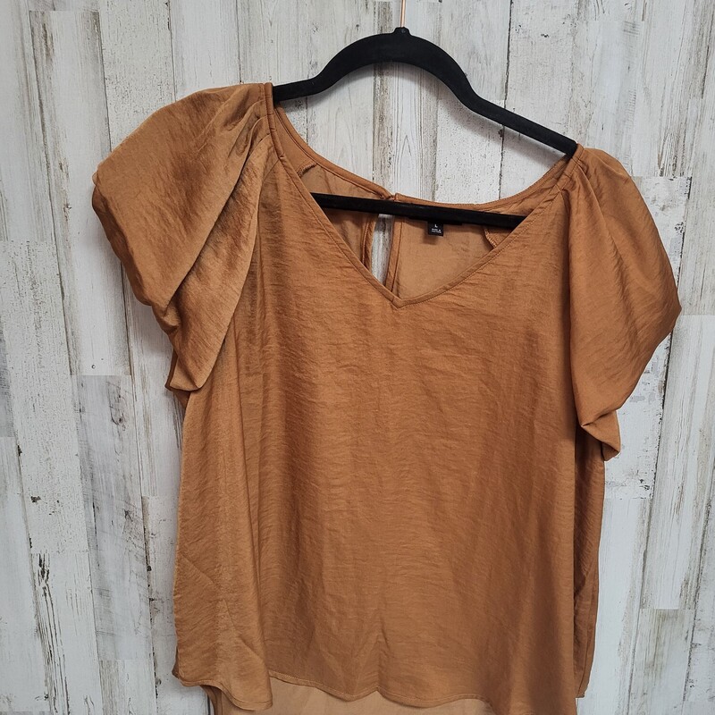 L Tan Ruffled Top