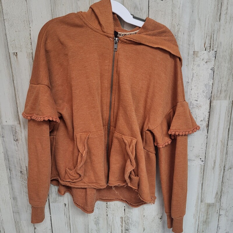 7/8 Rust Ruffle Zip Jacke