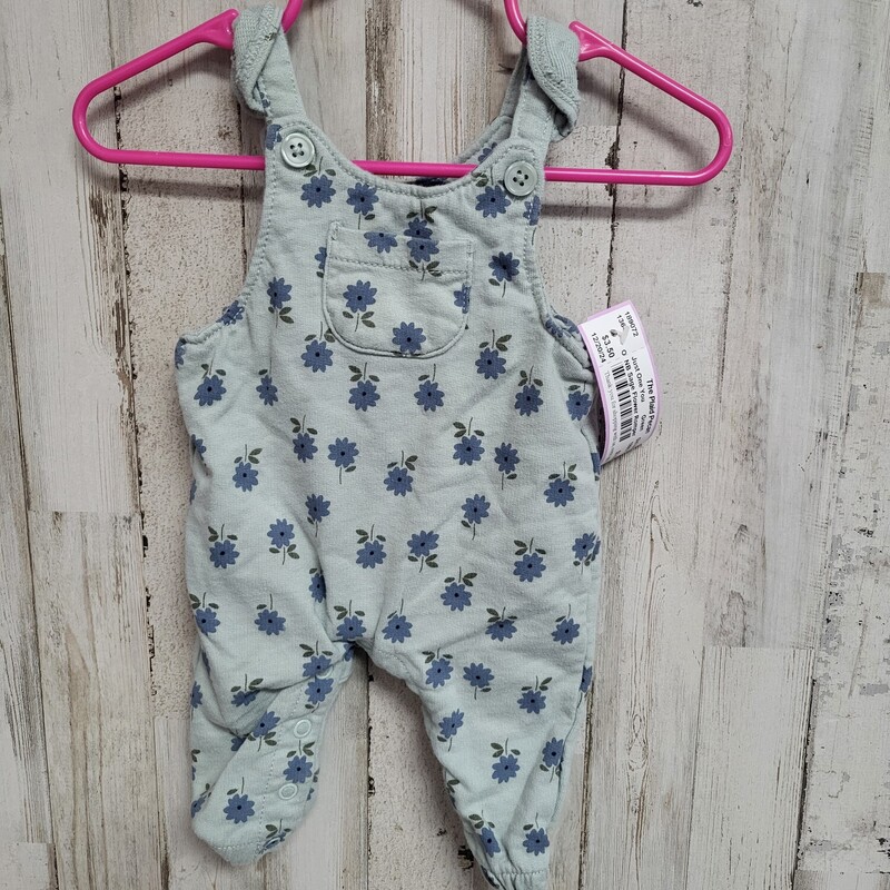 NB Sage Flower Romper, Green, Size: Girl NB-3m