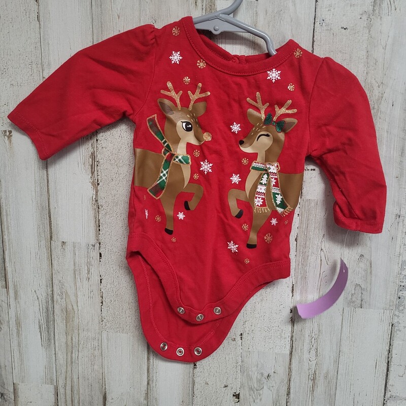 0/3M Red Reindeer Onesie, Red, Size: Girl NB-3m