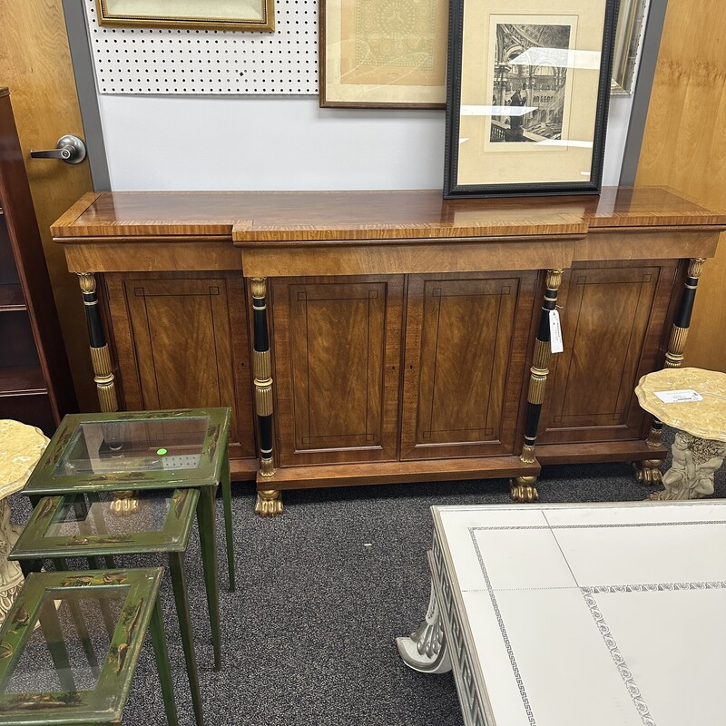 Large Ornate Sideboard, Wood
Size: 72x18x36