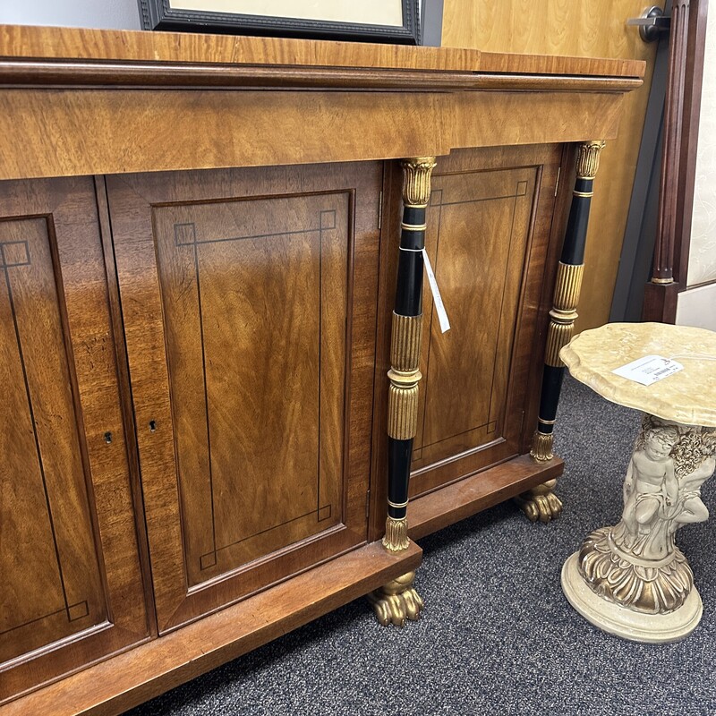 Large Ornate Sideboard, Wood
Size: 72x18x36