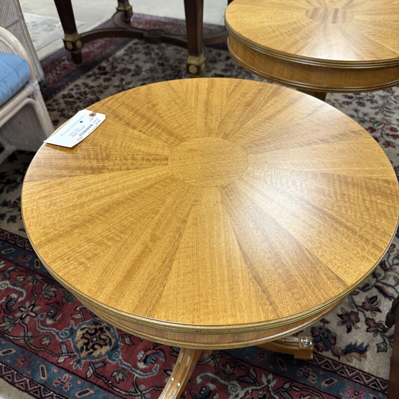 Vintage Bedermeier Round Table, Wood
Size: 24x27