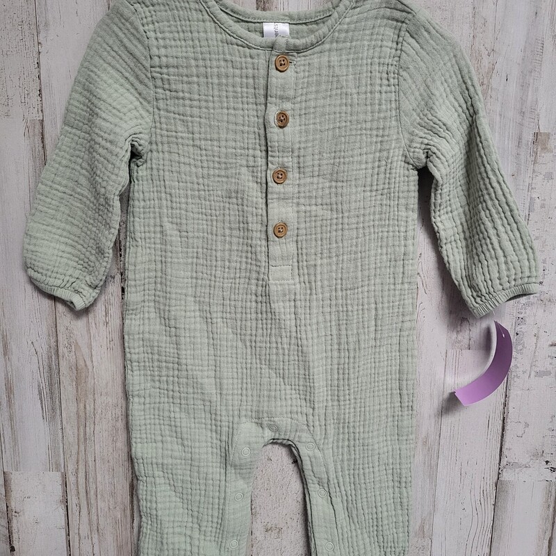 6/9M Sage Muslin Romper