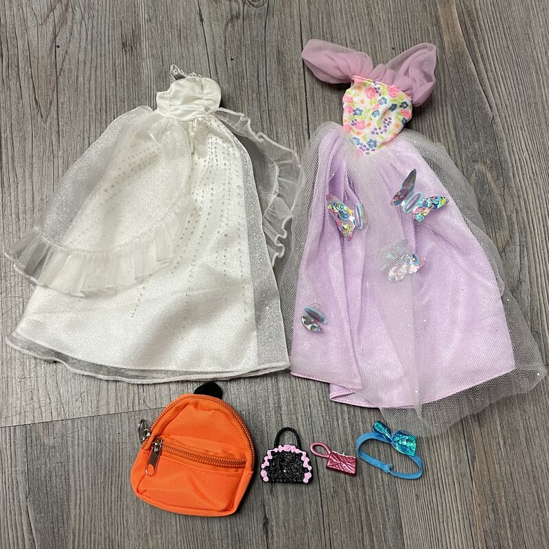 Barbie Dresses, Multi, Size: None
Includes white and lavender.